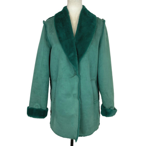 Map green faux suede coat